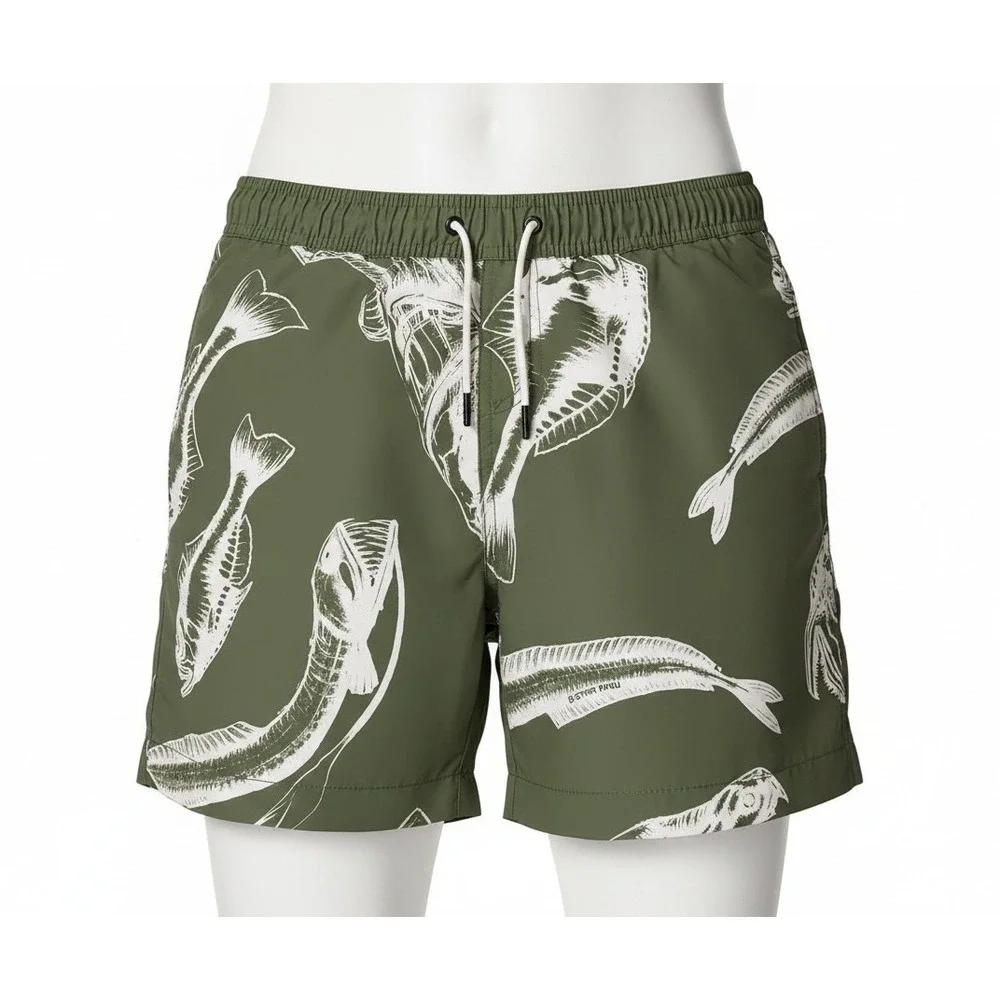 G Star Raw Swim Trunks Mens Size L Dirik Artwork Piranha Shorts Surf Board